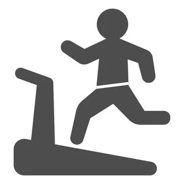 Man on treadmill solid icon, Diet concept, Exercise machine sign on white Stock Illustration