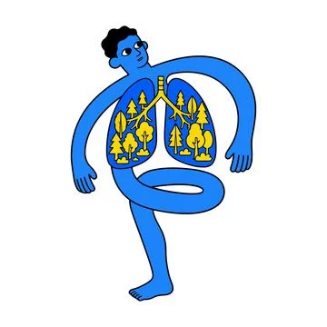 Man with Trees in Lungs Stock Illustration