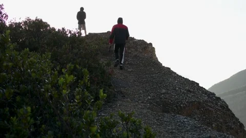A man trekking on Tebing Soni, Mount Papandayan Video stock 138650201