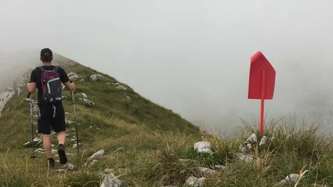 Man trekking on trail Video stock 80802954