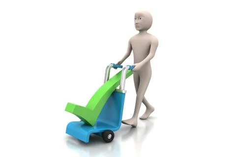 Man with trolley for delivering right mark Free Stock Illustration
