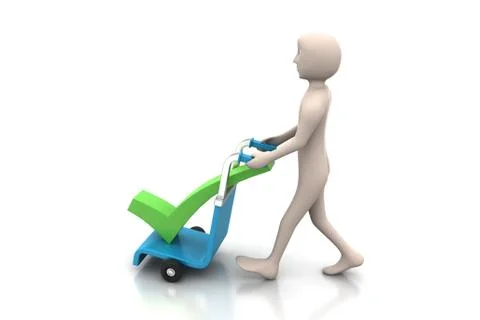Man with trolley for delivering right mark Free Stock Illustration