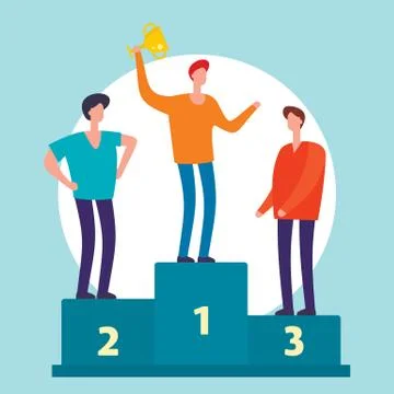 Man with trophy cup Stock Illustration