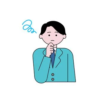 Man with a troubled face Stock Illustration