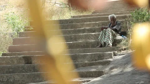 MAN TROUGH GATE 3071 Stock Footage 25345885