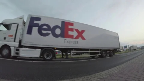 MAN Truck-FedEx passing Video stock 83624438