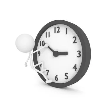 The man try to stop the time. 3D rendering. Stock Illustration