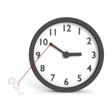 The man try to stop the time. 3D rendering. Stock Illustration