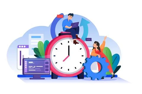 Man trying to done projects on time イラスト素材
