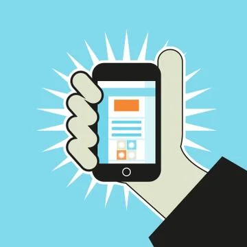 A man trying to log in application using phone illustration in pop art style Stock Illustration