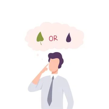 Man Trying to Make Decision, Environment or Industry, Guy Thinking about Stock Illustration