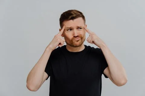 Man trying to make decision or find solution Stock Photos