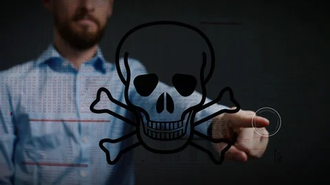 Man is trying to save a system that is infected by a computer virus - Stock Footage 124161184