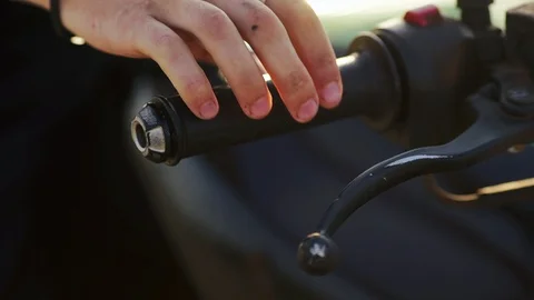 A man trying to start motorcycle’s work. Stock Footage 89373368