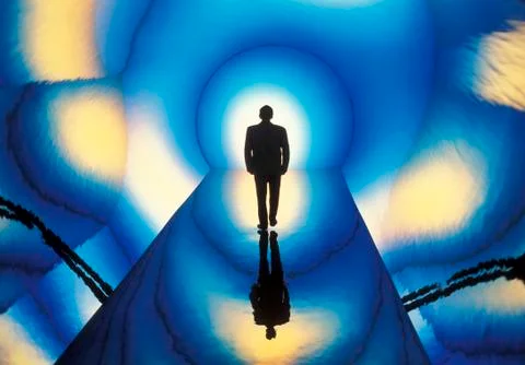 Man in tunnel, concept Stock Illustration