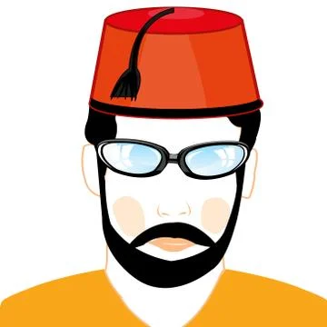Man in turkish hat Stock Illustration