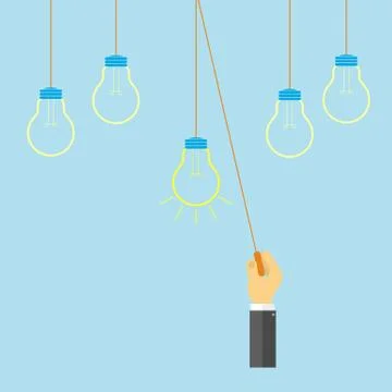 Man turned on the electric lamp.. Stock Illustration