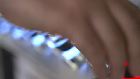 The man is turning on the barbecue knobs 스톡 동영상 279052372