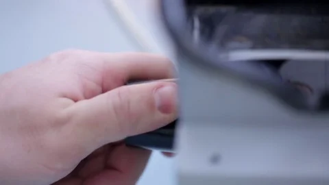 Man turning the switch to the left Video stock 75442823