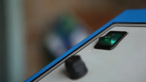 A man turns on the engine start button. Macro photography Stock Footage 320901072