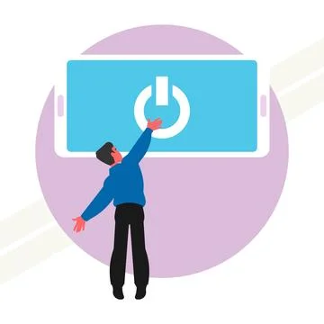 Man-turns-on-the-phone Stock Illustration