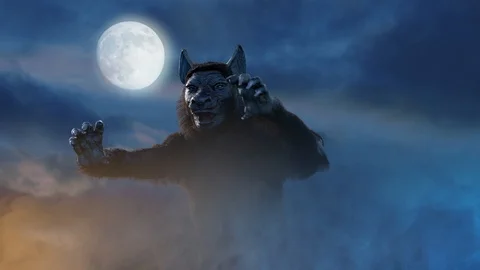 Man turns into a werewolf on a dark background 3D render Stock Footage