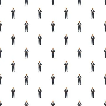 Man in tuxedo seamless pattern on white background Stock Illustration