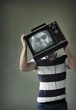 Man with TV face Foto stock