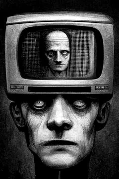 Man with tv head Illustrazione stock