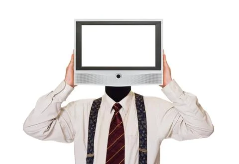 Man with tv screen for head Stock Photos