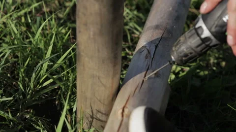 Man twists the screws close-up Stock-Footage 59370275