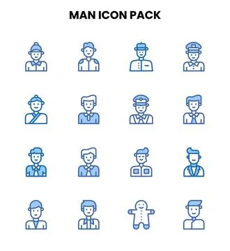 Man Two Colour Bundle Icons Pack Stock Illustration