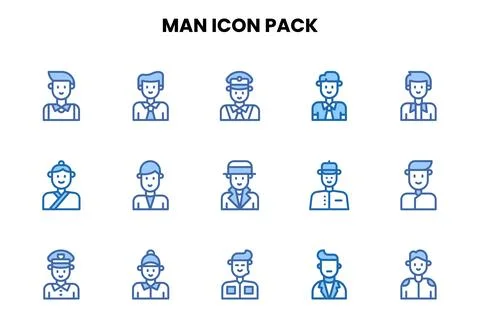 Man Two Colour Collection Icons Pack Stock Illustration