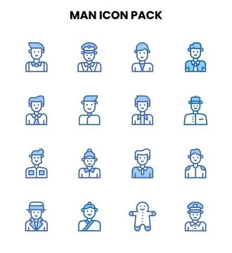 Man Two Colour Design Icons Pack Illustrazione stock