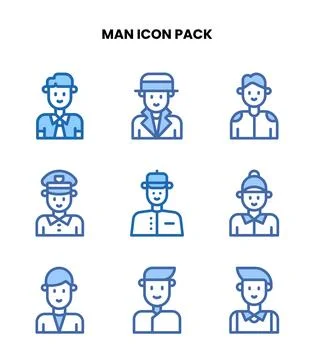 Man Two Colour Graphics Icons Pack Stock Illustration