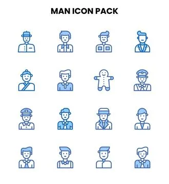 Man Two Colour Graphics Icons Pack Stock Illustration