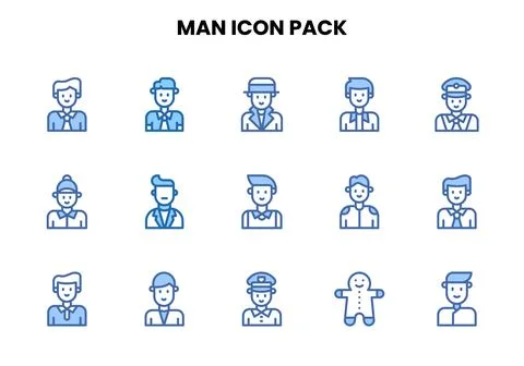 Man Two Colour Graphics Icons Pack Stock Illustration