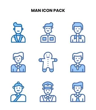 Man Two Colour UI Icons Pack Stock Illustration