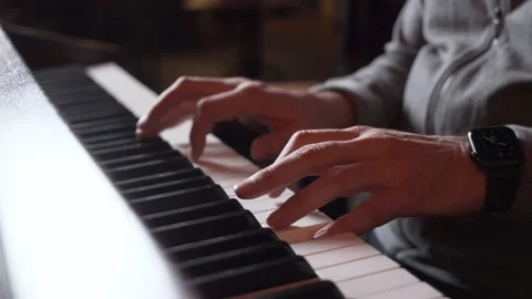 Man two hands plays classical music on a grand piano. Professional pianist. Stock Footage 188525787