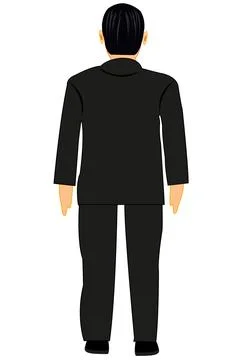 Man type behind on white background is insulated Illustrazione stock