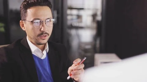 Man type on keyboard in the modern office Stock Footage 83499914