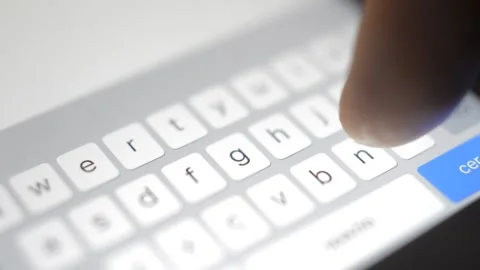 Man type on phone keyboard. iphone telecommunication. iphone typing night. Stock Footage 232679915