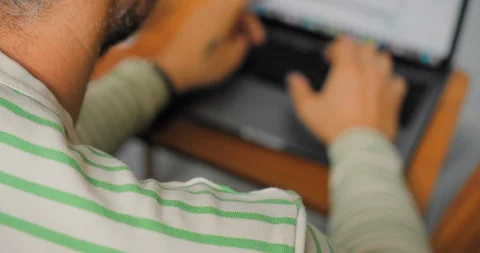 Man type reply to email on laptop, work from home Video stock 129290757