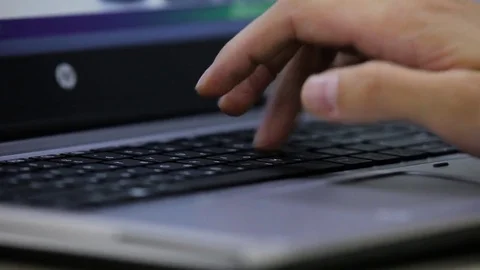 Man type text on laptop Stock Footage 70587829