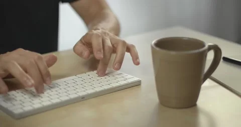Man Types On Keyboard Stock Footage 137613059