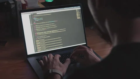 Man types on a laptop Stock Footage 147242790