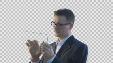 Man Types Reply Chatting Smiling Virtual Tablet Worksmiling Ing on Forex Stock Footage 61154428