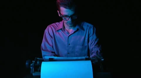 Man on typewritter Stock Footage 11230211