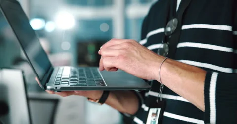 Man, typing and hands coding on laptop for software development, network or Stock Footage 308992794