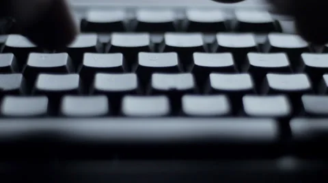 Man typing on black computer keyboard, POV Stock Footage 33869308